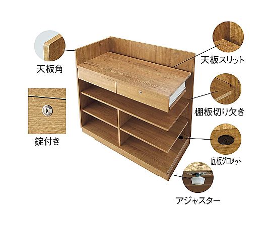 54-0127-79 レジカウンター 三方枠タイプ 幅180cm ホワイト オープン