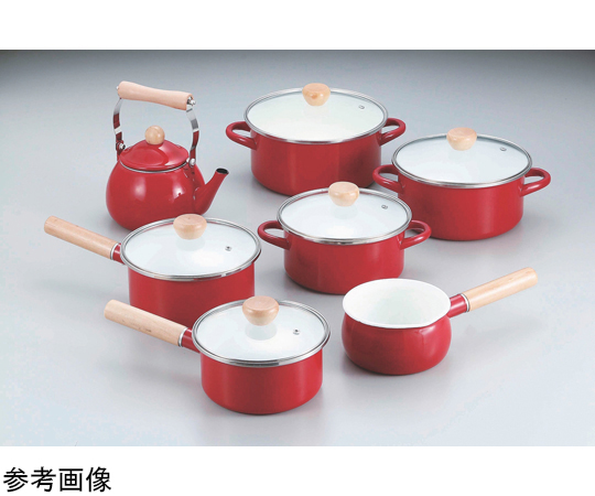 両手鍋 22cm IH対応 ホーロー 蓋付き アミュレット レッド HB-4884