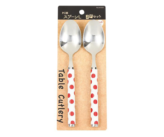 スプーン 大 セット ステンレス ドット 赤 1セット（2本入） B-5533