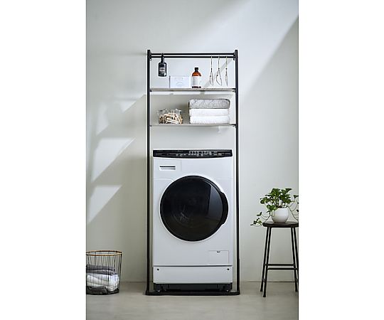 296380 立て掛けスタイルランドリーラック ブラック/アッシュグレー