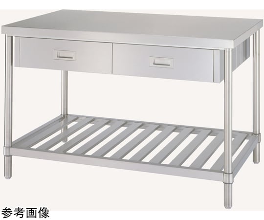 ステンレス作業台（両面引出・スノコ棚/アジャスト付）SUS430 900×750