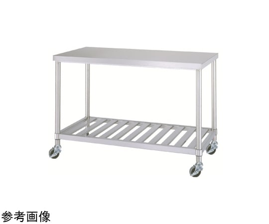 ステンレス作業台 下棚付き 54-1605-64 ステンレス作業台（スノコ棚/キャスター付）SUS430 1200