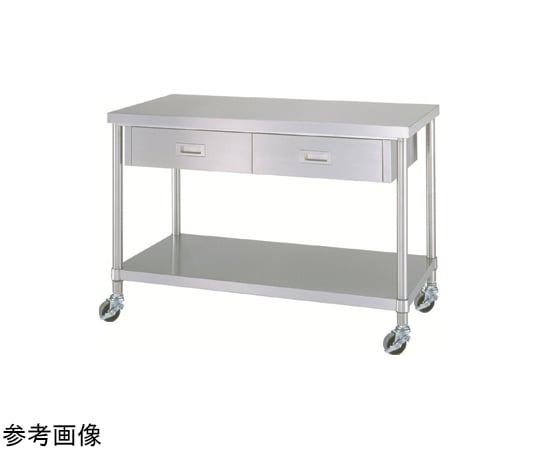 ステンレス作業台（片面引出・ベタ棚/キャスター付）SUS430 900×900