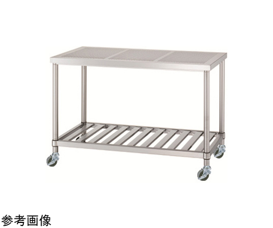 ステンレス作業台（パンチング天板・スノコ棚/キャスター付）SUS430