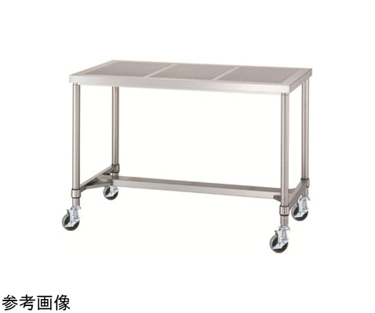 ステンレス作業台（パンチング天板・H枠/キャスター付）SUS430 750×600