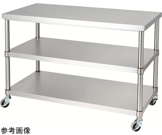 ステンレス作業台（ベタ棚2段/キャスター付）SUS304 1800×450×800mm