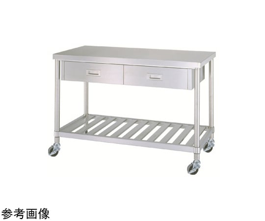 ステンレス作業台（片面引出・スノコ棚/キャスター付）SUS304 1500×900