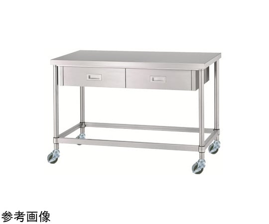 THOMAS様　ステンレス加工品 ステンレス作業台（片面引出・四方枠/キャスター付）SUS304 600×450