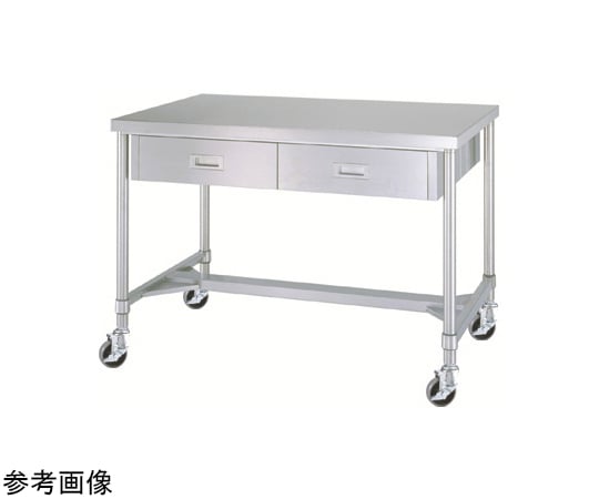 ステンレス作業台（両面引出・H枠/キャスター付）SUS304 1800×750