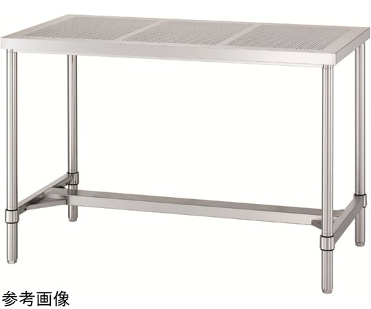 ステンレス作業台（パンチング天板・H枠/アジャスト付）SUS304 450×450