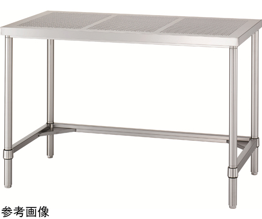 ステンレス作業台（パンチング天板・三方枠/アジャスト付）SUS304 450