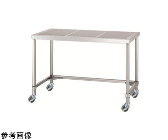 ステンレス作業台（パンチング天板・三方枠/キャスター付）SUS304 600