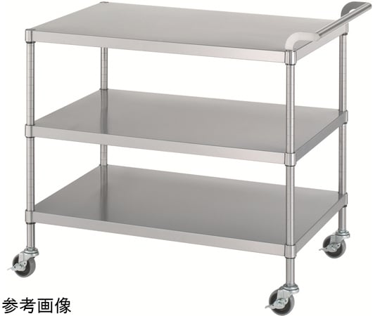 ステンレスワゴン（ベタ棚/ガードナシ3段）SUS304 600×450×800mm MN03