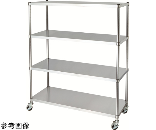 ステンレスラック（ベタ棚4段/キャスター付）SUS430 1188×438×1800mm