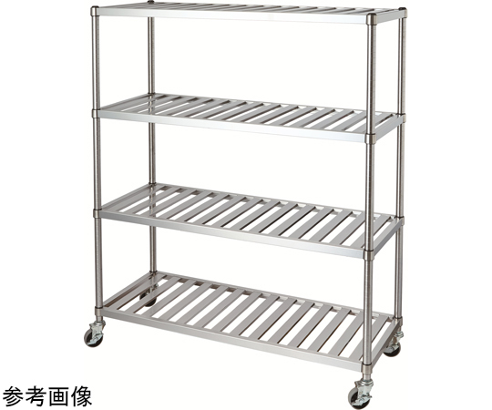 ステンレスラック（スノコ棚4段/キャスター付）SUS430 1488×438×1800mm
