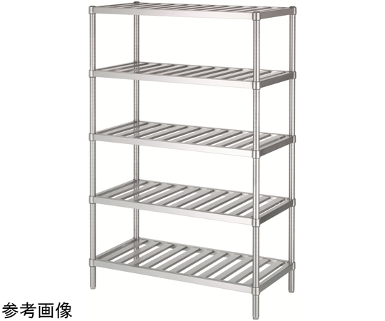 54-1878-60 ステンレスラック（スノコ棚5段/アジャスト付）SUS304 888