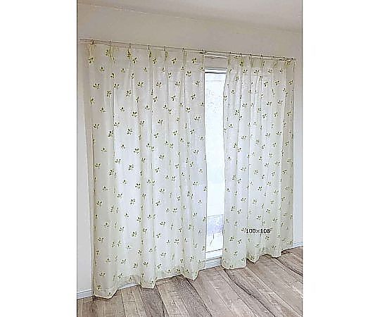 54-2231-55 レースカーテン リーフ柄 UVカット パイルミラーレース 100