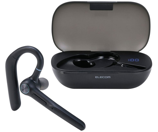 54-4588-47 Bluetoothヘッドセット 充電ケース付き 耳掛け LBT-HSC41BK