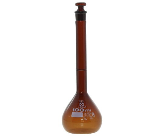 【校正対応】柴田科学6-241-06メスフラスコ（全量フラスコ・スーパーグレード）茶100mL【1個】(as1-6-241-06)