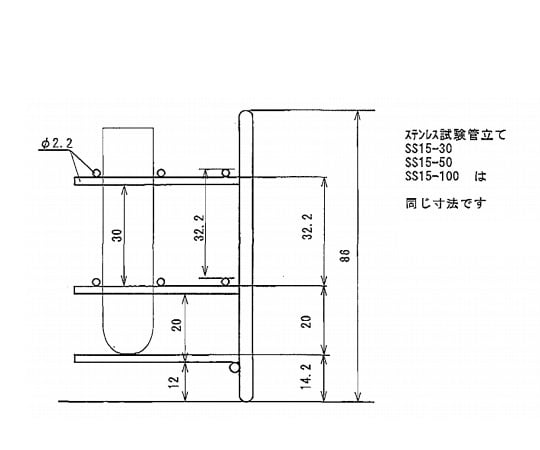 ステンレス製試験管立 φ15mm 10×10配列　SS15-100