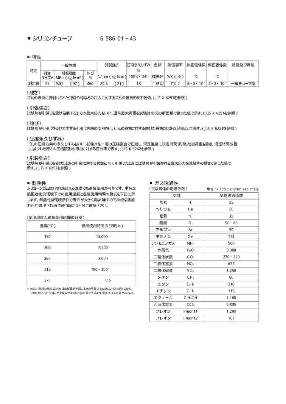 6-586-22-01 シリコンチューブ 6×10 長さ1m