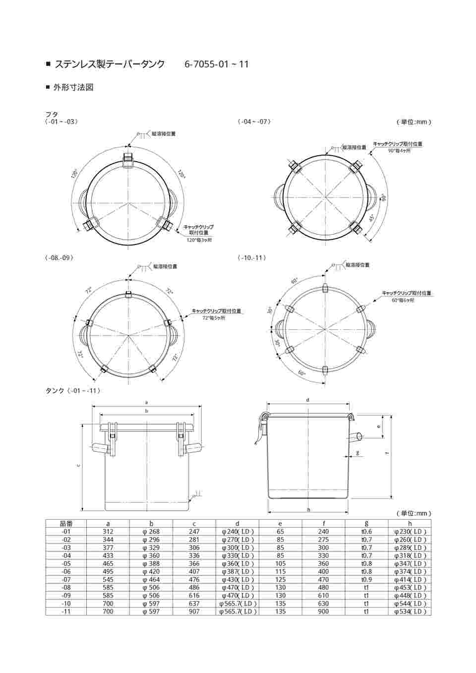 6-7055-02 ステンレス製テーパータンク 15L TP-CTH-27 【AXEL】 アズワン