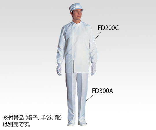 6-7527-03 無塵衣FD200C 上衣・ホワイト L FD200C-01 L