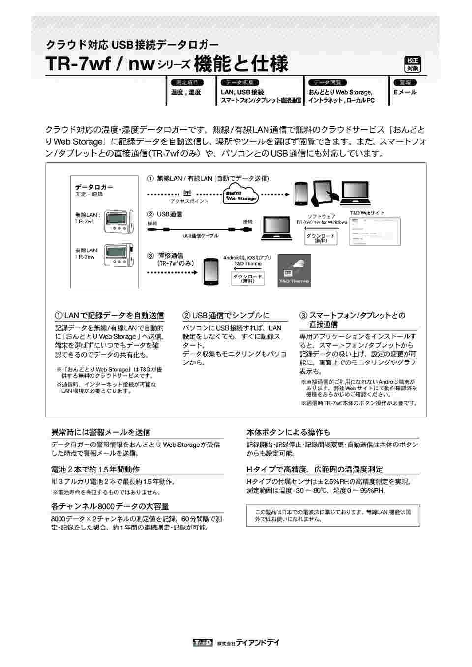 デジタル温湿度ロガー(でかモニ・Wi-Fiタイプ) アズワン aso 4-790-01 病院・研究用品 研究、開発用