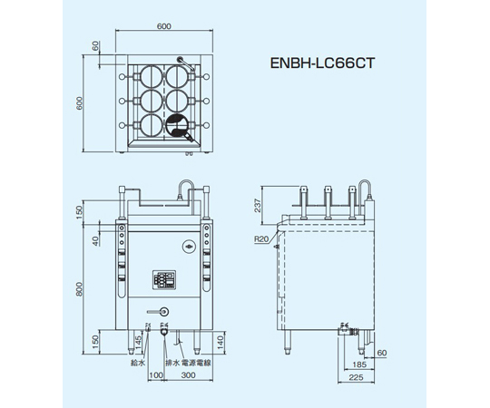 電気自動ゆで麺器(オートリフトタイプ) 600×600×800mm 85kg