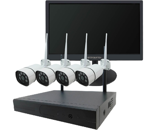 60-2412-40 ワイヤレス300万画素防犯カメラ（4台）・録画機 （HD2TB付