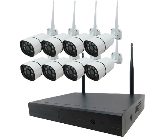 60-2412-52 ワイヤレス300万画素防犯カメラ（8台）・録画機 （HD8TB付