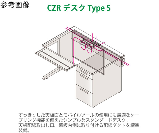 60-2991-58 CZR Type S 平机 パネル脚 センター引出し付 1800×700mm 天