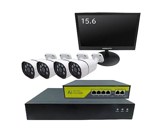 60-3183-75 400万画素NVR-PoE有線タイプ カメラ4台 録画機（4TB