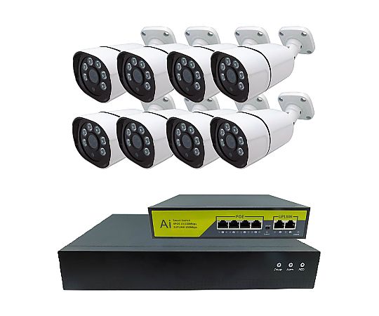 60-3183-83 400万画素NVR-PoE有線タイプ カメラ8台 録画機（8TB