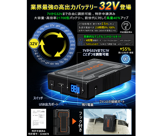 COVELL バッテリー　新品未使用 COVELL 2025年新型 即日出荷 バッテリーファンセット 空調作業
