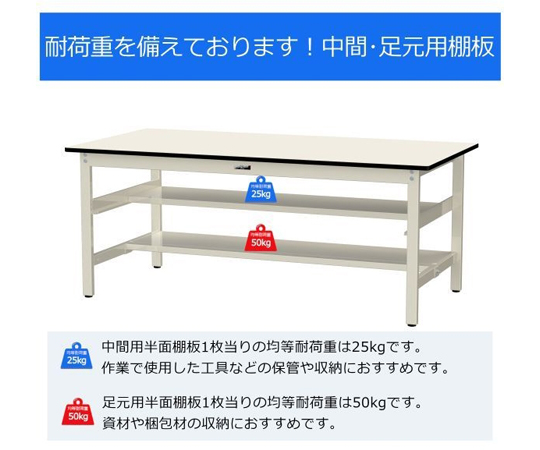 ヤマテック 作業台 300シリーズ 固定式 中間全面棚板2段式 スチール天板:26mm 表示寸法:W1200×D750×H740 グリーン購入法適合商品 組立品 国産 ⁄astroproducts⁄cabinet⁄19⁄20030000106