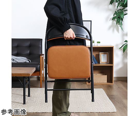 60-4110-35 折りたたみチェア ロータイプワイドPU BR 1ケース（4脚入