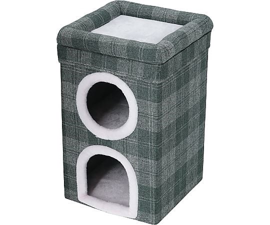 60-4115-68 ペットハウス 2ルーム ルーフベッド付 グレーチェック