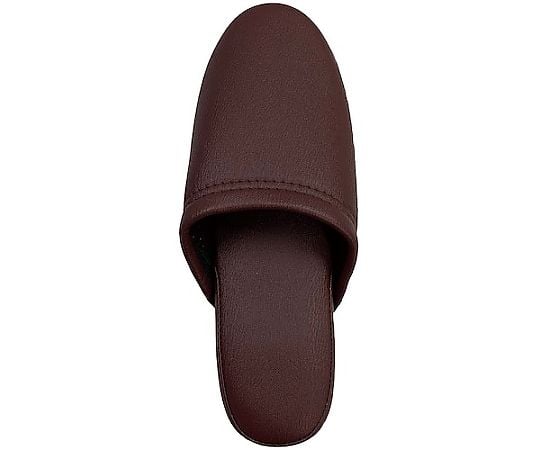 60-5790-68 抗菌レザー調スリッパ 前閉じ ダークワイン（名入れ可能