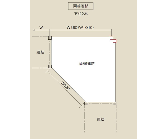 60-6083-27 軽中量コーナーラック（150kg/両側連結タイプ）5段 690×890