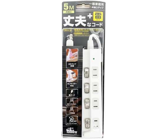 60-6326-08 個別スイッチ付タップ 4個口 5m KEP-S240-04A 【AXEL