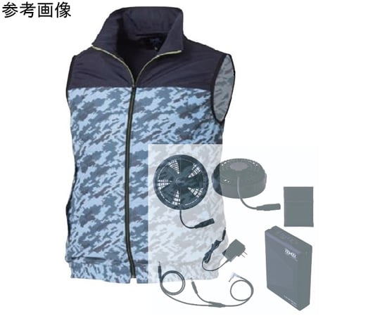 60-6537-30 空調服® ベスト/ブラック＆サンドカモ/3L スターター