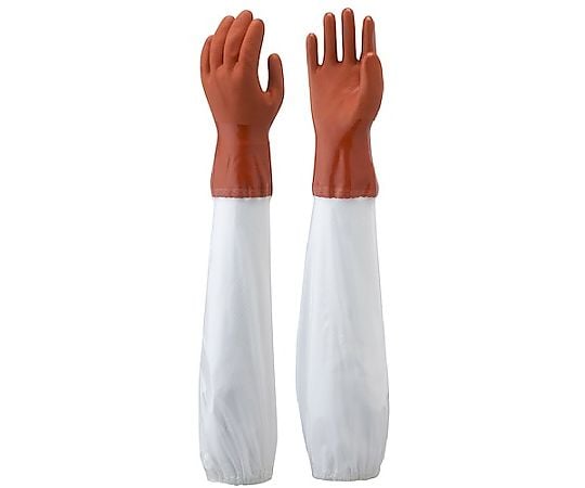 60-7064-55 腕カバー付手袋 No645腕カバー付ニュービニローブ オレンジ