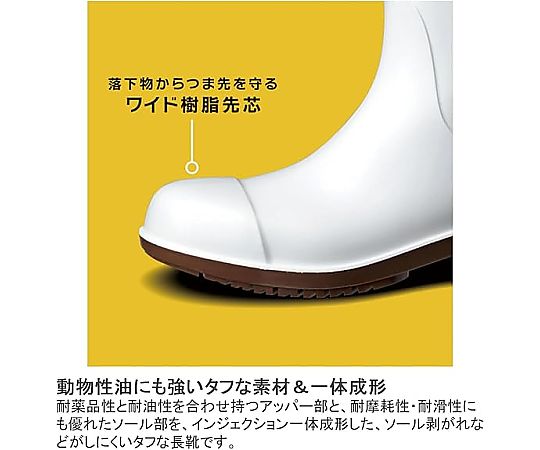 シロプー 60-7323-39 JIS規格 超耐滑安全長靴 スーパーフード ホワイト 22.0cm