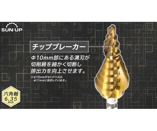 60-9555-53 真速スパイラルステップドリル（タケノコドリル） 9段 鉄工
