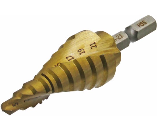 60-9555-54 真速スパイラルステップドリル（タケノコドリル） 9段 鉄工