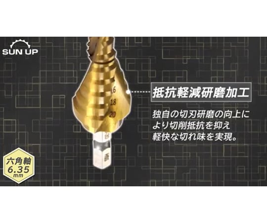 60-9555-54 真速スパイラルステップドリル（タケノコドリル） 9段 鉄工