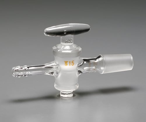 TS排気管直管　ガラスコック　8mm管（ゴム止付）　オス摺合　24/40