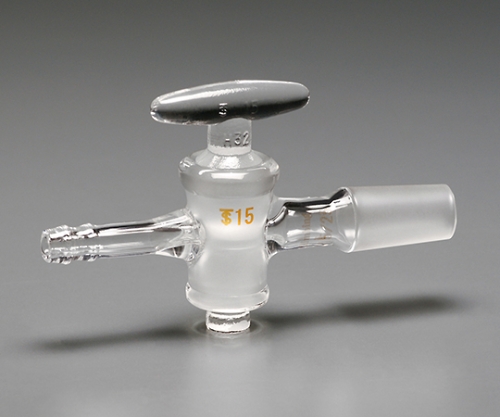 TS排気管直管　ガラスコック　8mm管（ゴム止付）　オス摺合（透明）　24/40