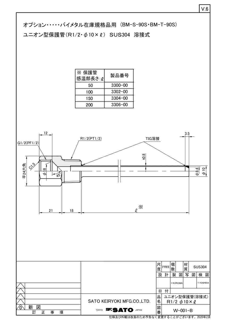 61-0096-09 バイメタル温度計用 保護管 φ10／200mm 3306-00 【AXEL